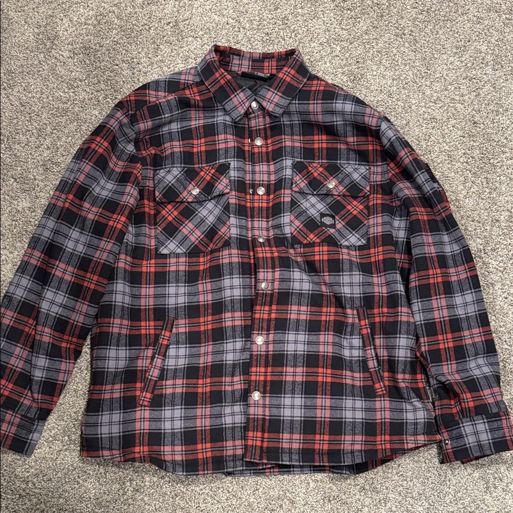Harley-Davidson Orange and Black Plaid Jacket